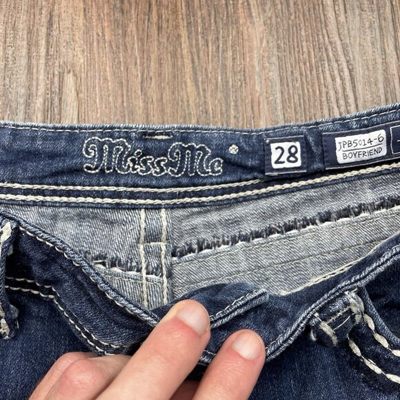 Miss Me Jeans Adult 28 Blue Denim Boyfriend Capri Dark Wash Mid Rise Womens - Picture 5 of 10
